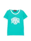 Versace Logo Ringer T-shirt In Blue