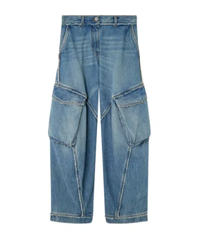 Versace Logo-rise Cargo Jeans In Blue