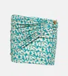 Versace Logo Ruched Miniskirt In Multicoloured