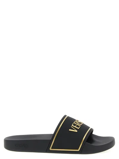 Versace Logo Sandals Black
