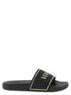 Versace Black Sandals With Logo Printed On The Front In Multi