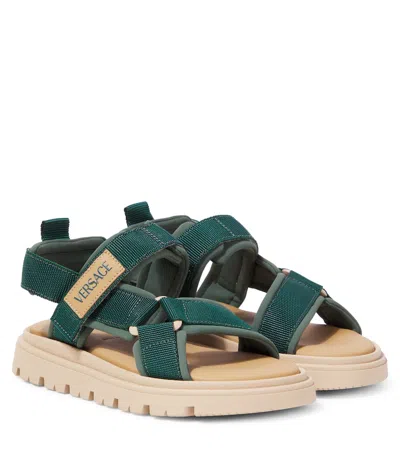 Versace Kids' Logo Sandals In Green