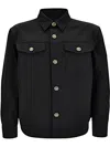 Versace Gabardine Shirt With Chest Pockets And Cuffed Sleeves In Black  