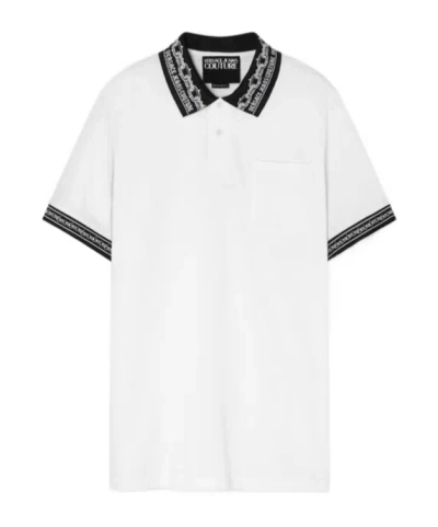 Versace Logo Short-sleeved Polo Shirt In White