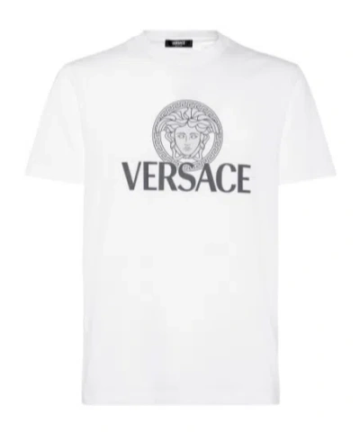 Versace Jersey Cotton T-shirt With Iconic Print In White
