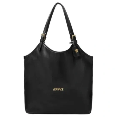 Versace Logo Shoulder Bag In Black