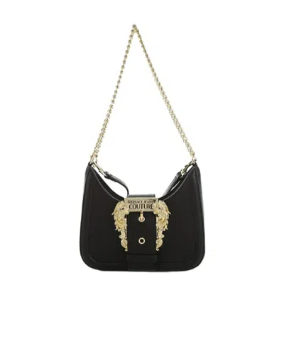 Versace Logo Shoulder Bag In Black