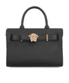 Versace Large Leather Tote Bag In Gray