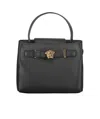 Versace Elegant Black Leather Bag With Golden Closure In Black