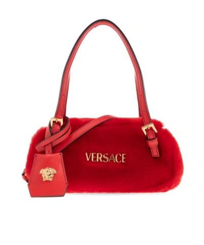 Versace Logo Shoulder Bag In Red