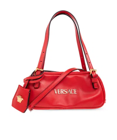 Versace Logo Shoulder Bag In Red