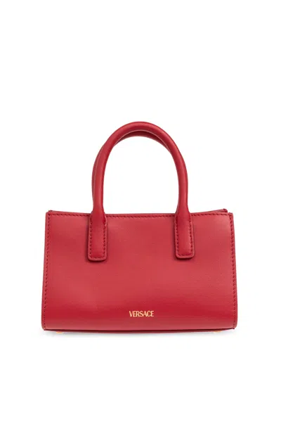 Versace Logo Shoulder Bag In Red