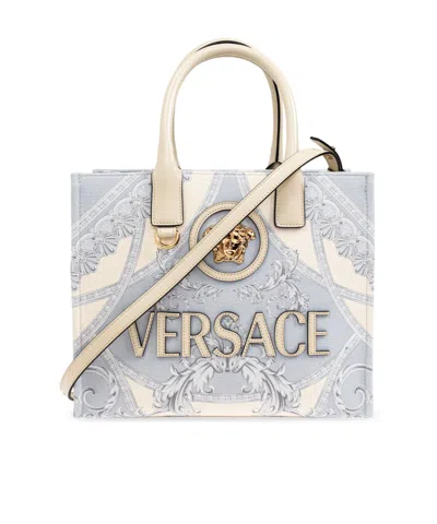 Versace Logo Shoulder Bag In White