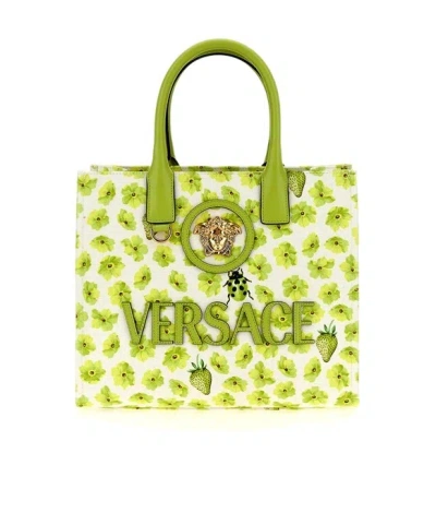 Versace Logo Shoulder Bag In Yellow