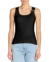 Versace Safety Pin Ribbed Tank Top In Burgundy