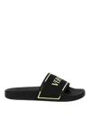 Versace Black Sandals With Logo Printed On The Front In Black