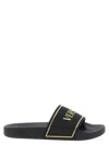 Versace Black Sandals With Logo Printed On The Front In Black