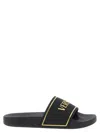 Versace Black Sandals With Logo Printed On The Front In Black