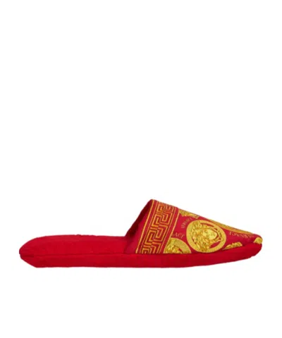 Versace Logo Slippers In Red