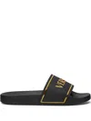 Versace Black Sandals With Logo Printed On The Front In Black