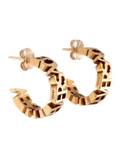 Pre-owned Versace Logo Small Hoop Earrings In Multicolor
