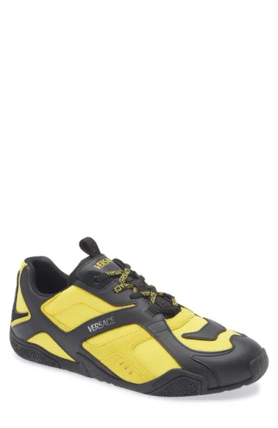 Versace Logo Trainer In Yellow Black