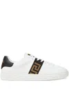 Versace Low Top Sneakers With Embossed Greca Band In White