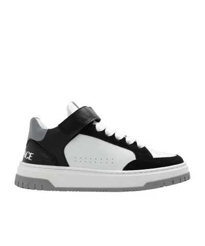 VERSACE VERSACE KIDS LOGO PRINTED PERFORATED TOEBOX SNEAKERS