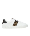 Versace Low Top Sneakers With Embossed Greca Band In White