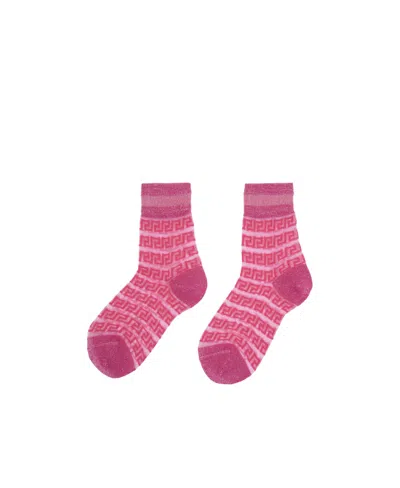 Versace Logo Socks In Pink