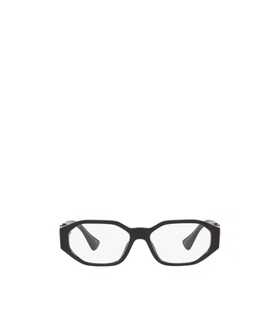 Versace Logo Square-frame Glasses In Black