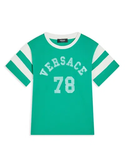 Versace Kids' Logo-stamped T-shirt In Green