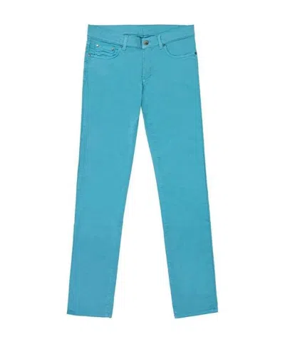 Versace Logo Straight Jeans In Blue