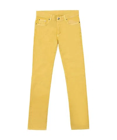 Versace Logo Straight Jeans In Yellow