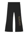 Versace Logo-studded Flared Trousers In Black