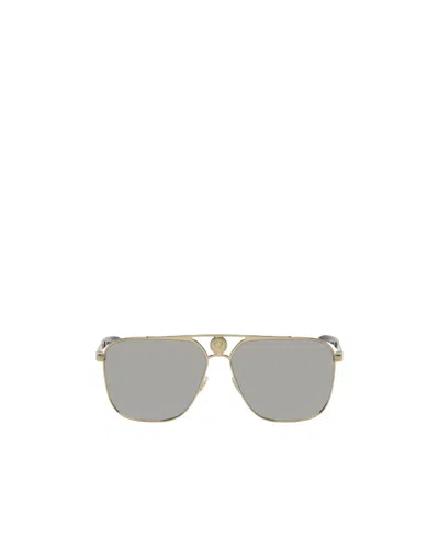 Versace Logo Sunglasses In Gray