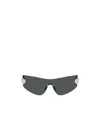 Versace Eclipse 142mm Rimless Wrap Shield Sunglasses In Black