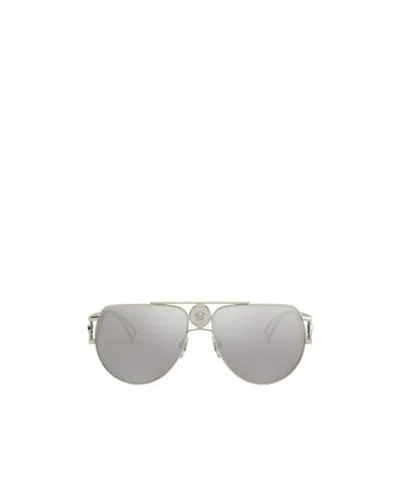 Versace Logo Sunglasses In Gray