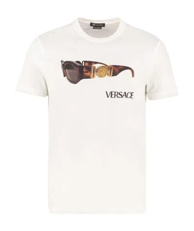 Versace Logo, Sunglasses, Printed T-shirt In White