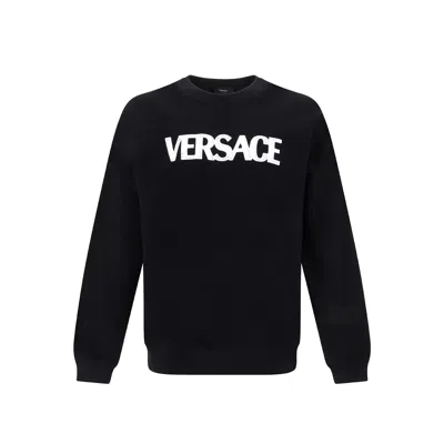 Versace Logo Sweartshirt Men In Black