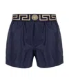 Versace Blue Swimsuit Shorts With Greca Detail In Black