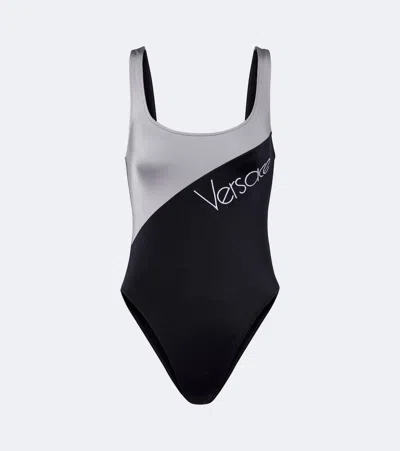 Versace Logo Swimsuit In Multi