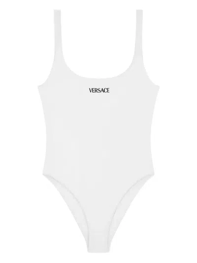 Versace Logo Swimsuit In White