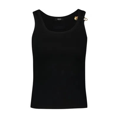 Versace Logo T Shirt In Black
