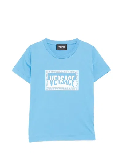 Versace Babies' Logo T-shirt In Blue