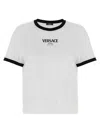 Versace Crew Neck Nylon And Silk Top In White