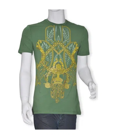 Versace Logo T-shirt With Round Neck In Green