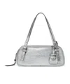 Versace Tag Bowling Metallic Shoulder Bag In Silver