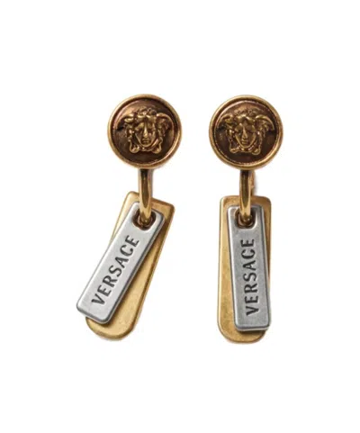 Versace Logo Tag Earrings In Multi