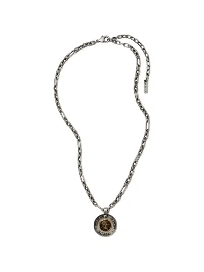 Versace Logo Tag Necklace In Multi